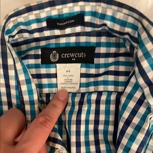 Boys Crewcuts Blue and White Casual Button Down Shirt